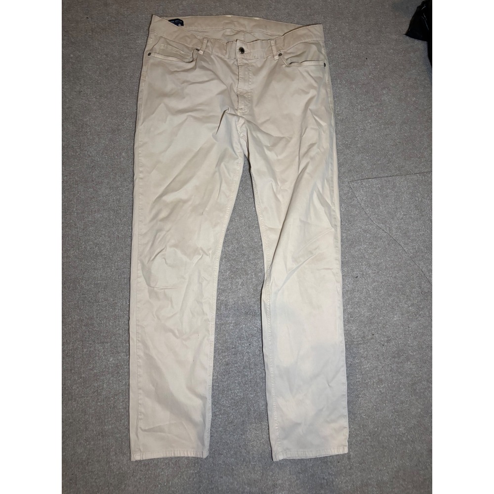 Peter Millar Crown Crafted Mens 38x32 Tan Khaki Five Pocket Pants Trouser Turkey